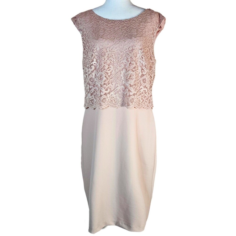 Connected Apparel Lace Blouson Cocktail Dress Women's 10 Wedding Guest Church